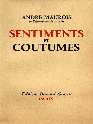 cover image of Sentiments et coutumes